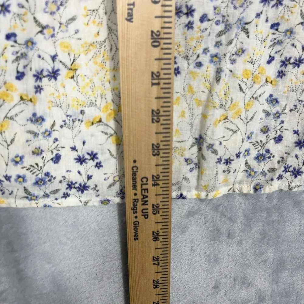 Old Navy Womens Top Linen Blend Ditsy Floral 3/4 Sleeve Blouse Coastal Cottage M - Picture 6 of 9